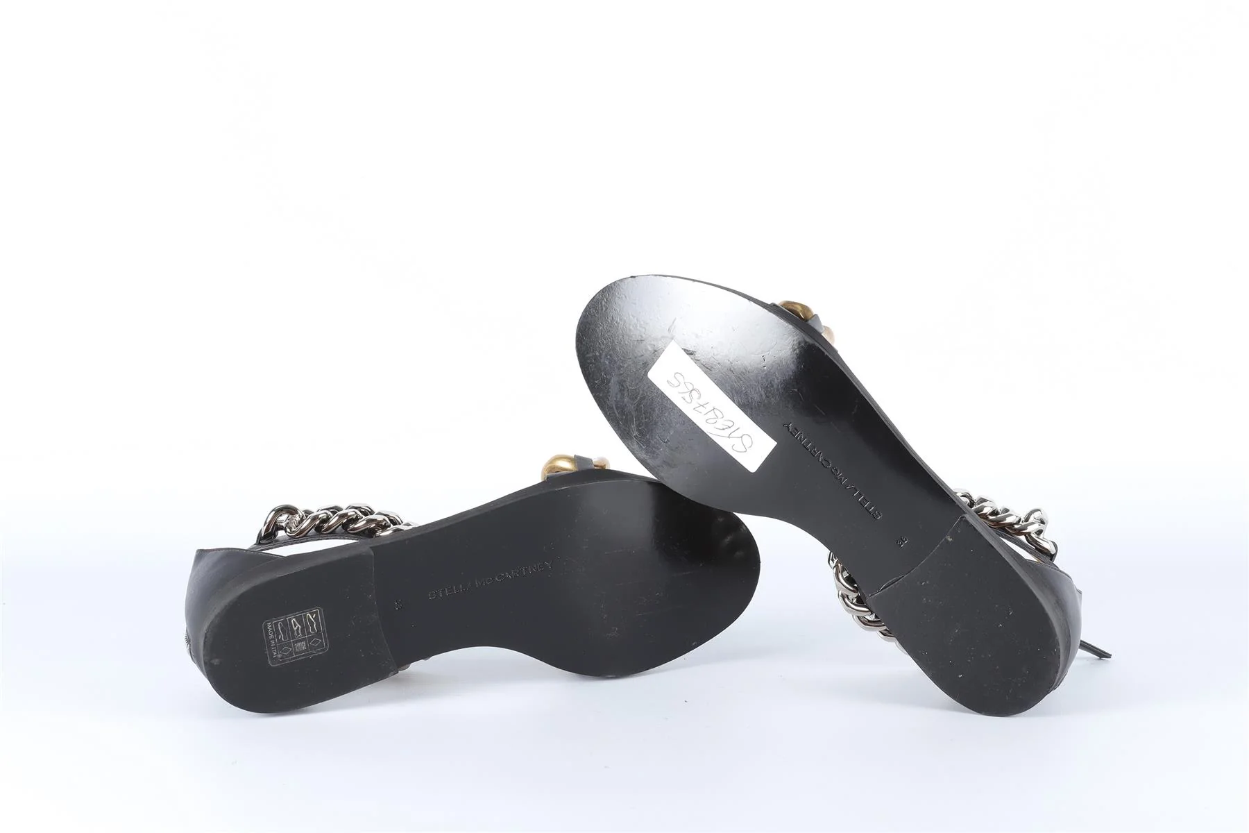 STELLA MCCARTNEY BLACK FAUX LEATHER SANDALS EU 38 UK 5 US 8 - Image 6
