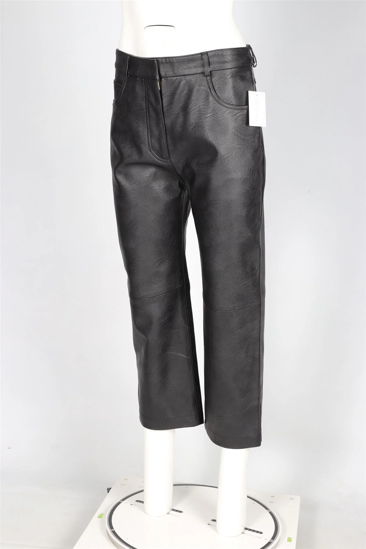 STELLA MCCARTNEY BLACK FAUX LEATHER STRAIGHT LEG PANTS IT 42 UK 10 - Image 3