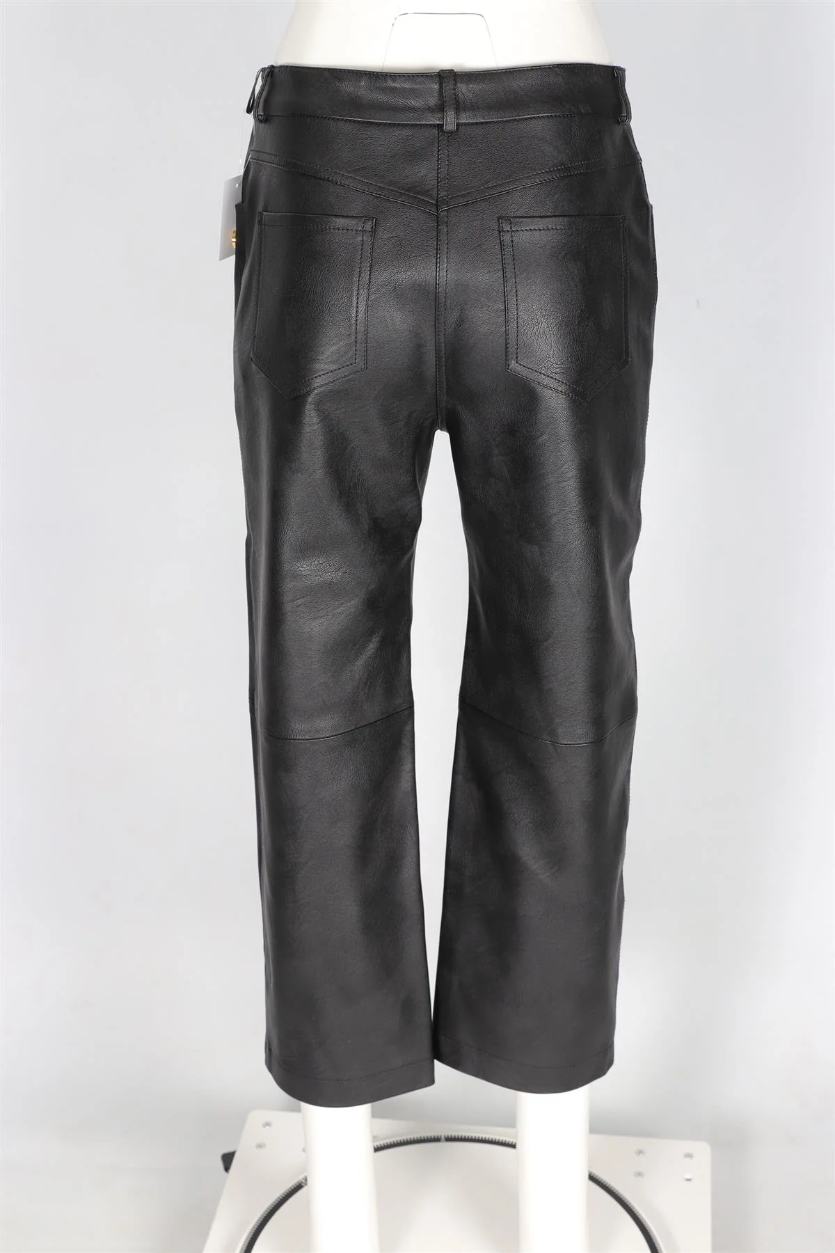 STELLA MCCARTNEY BLACK FAUX LEATHER STRAIGHT LEG PANTS IT 42 UK 10 - Image 4