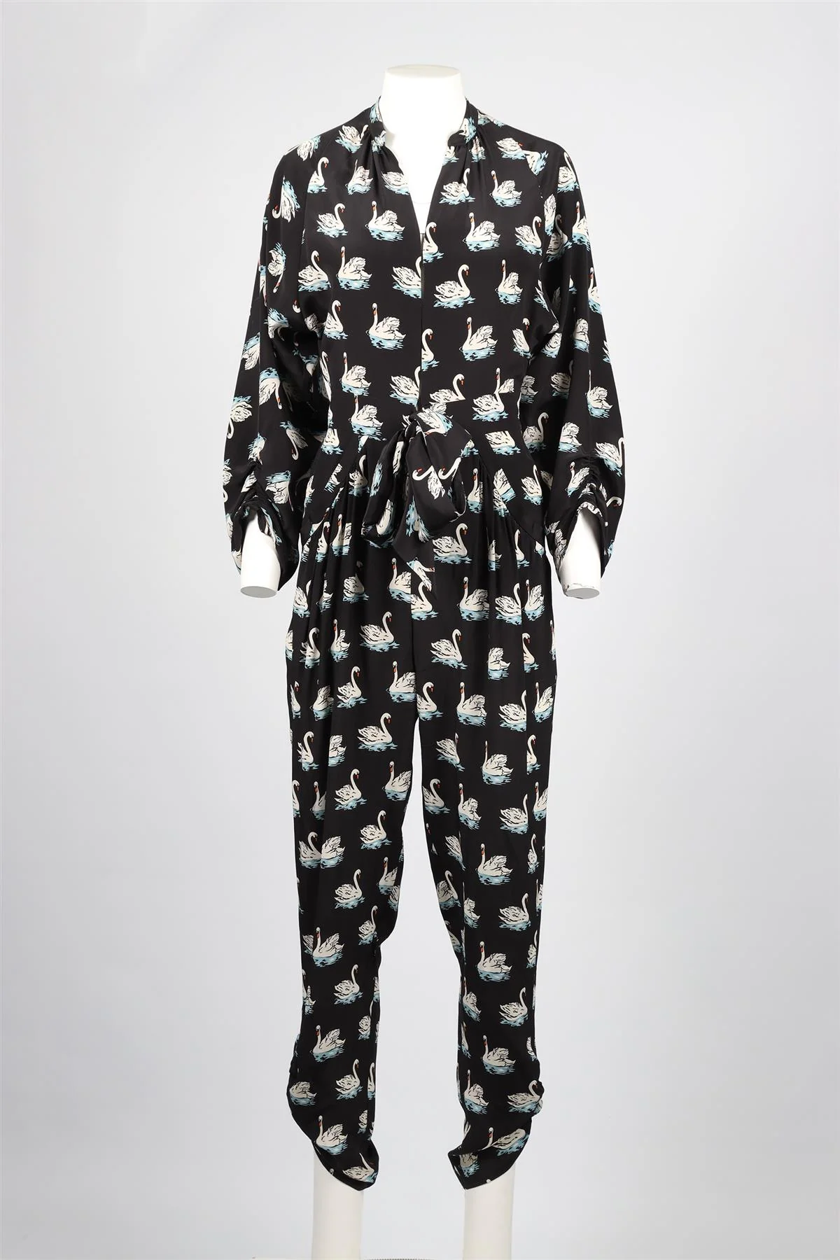 STELLA MCCARTNEY BLACK PRINTED SILK JUMPSUIT FR 38 UK 10 - Image 2