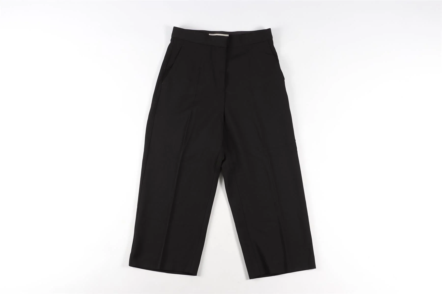 STELLA MCCARTNEY BLACK WOOL WIDE LEG TROUSERS IT 36 UK 4 - Image 2