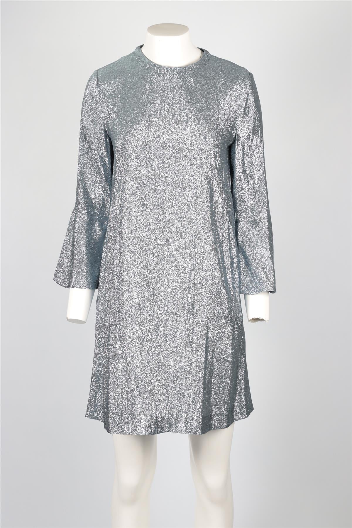 STELLA MCCARTNEY BLUE LAME MINI DRESS IT 42 UK 10 - Image 2