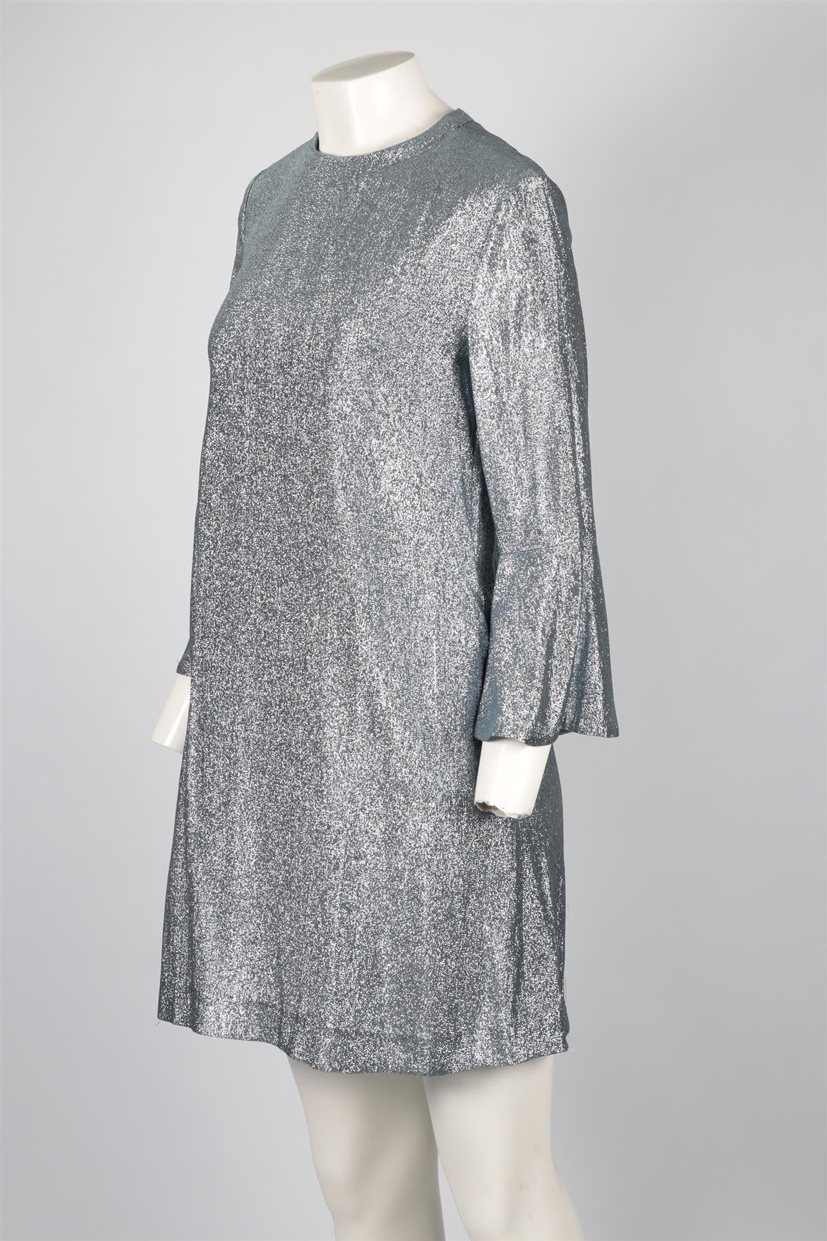 STELLA MCCARTNEY BLUE LAME MINI DRESS IT 42 UK 10 - Image 3