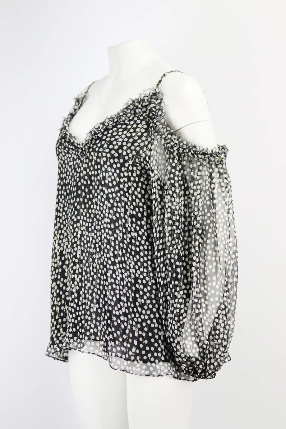 STELLA MCCARTNEY COLD SHOULDER PRINTED SILK BLEND TOP IT 42 UK 10 - Image 3