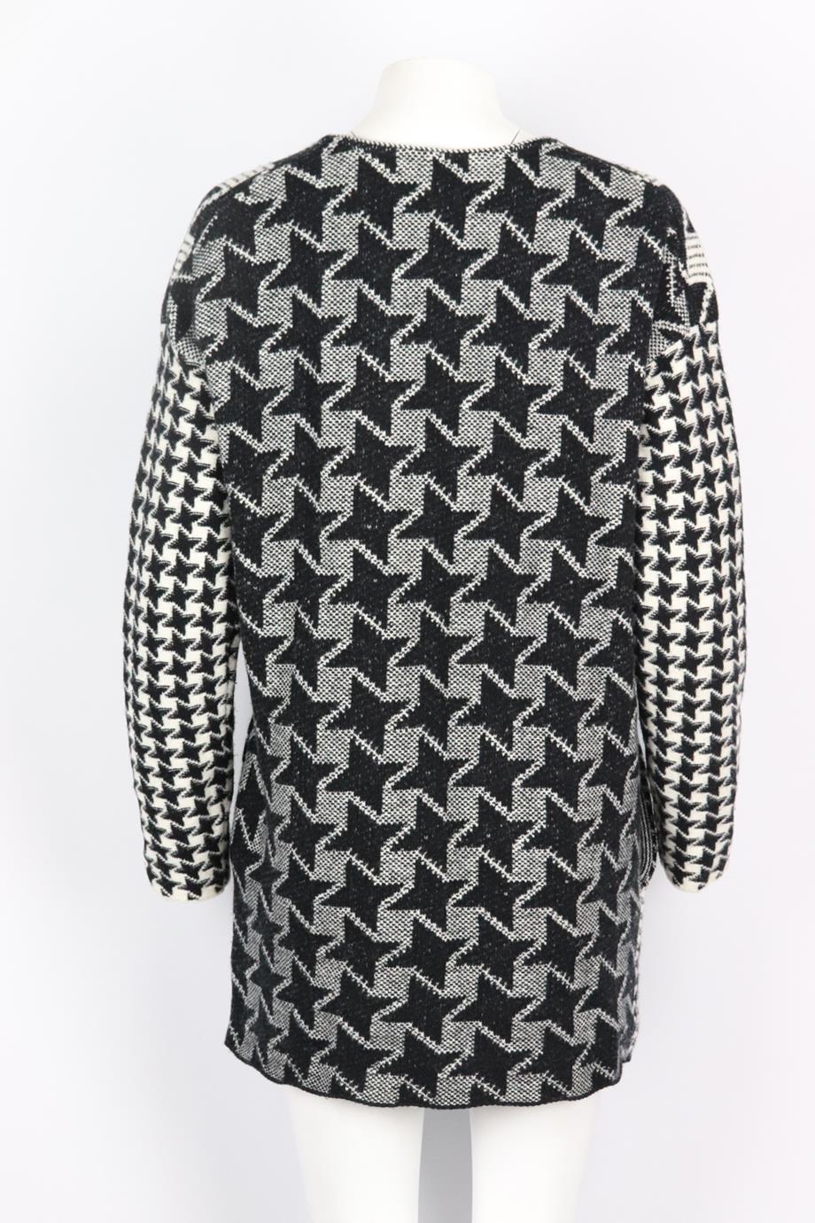 STELLA MCCARTNEY FRINGED HOUNDSTOOTH WOOL MINI DRESS IT 40 UK 8 - Image 4