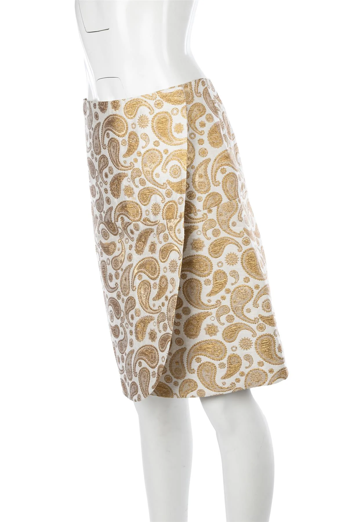 STELLA MCCARTNEY GOLD COTTON MINI SKIRT IT 42 UK 10 - Image 2