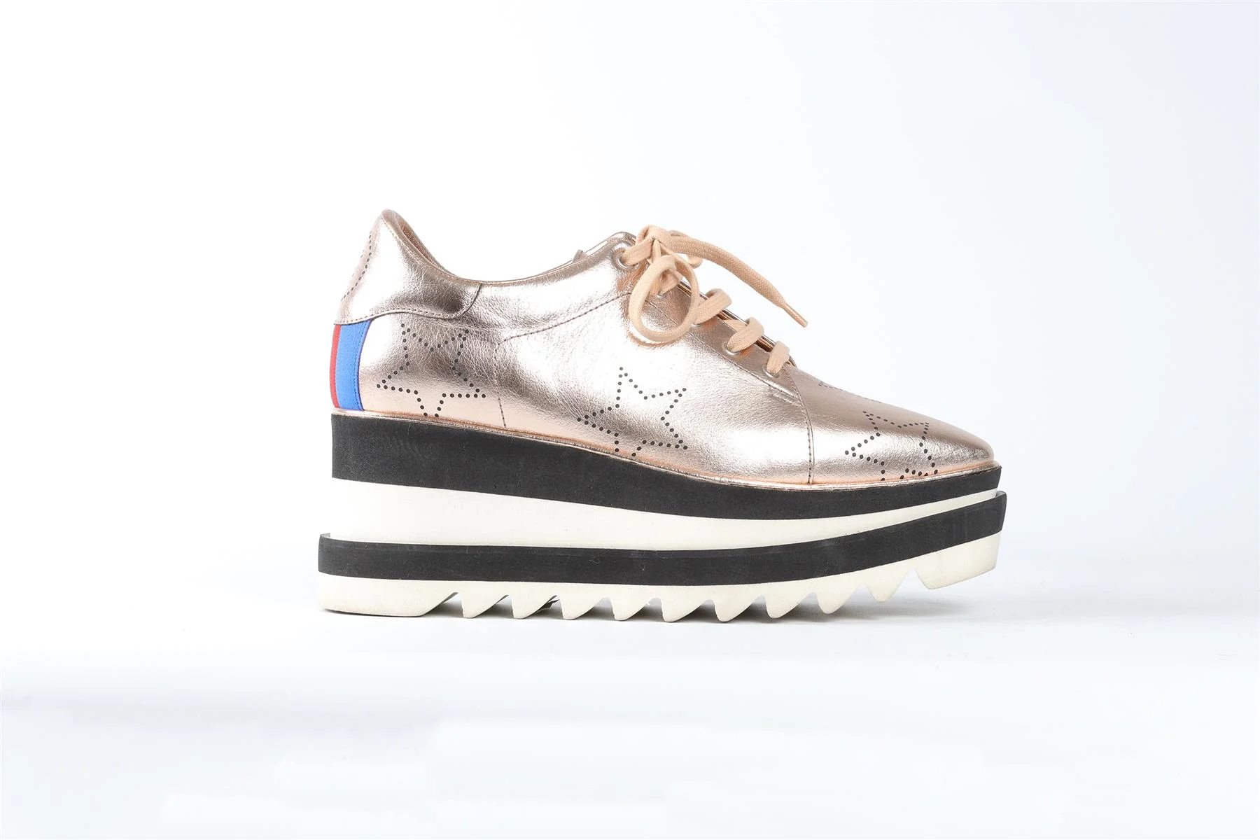 STELLA MCCARTNEY GOLD LEATHER PLATFORM SNEAKERS EU 38 UK 5 US 8 - Image 2