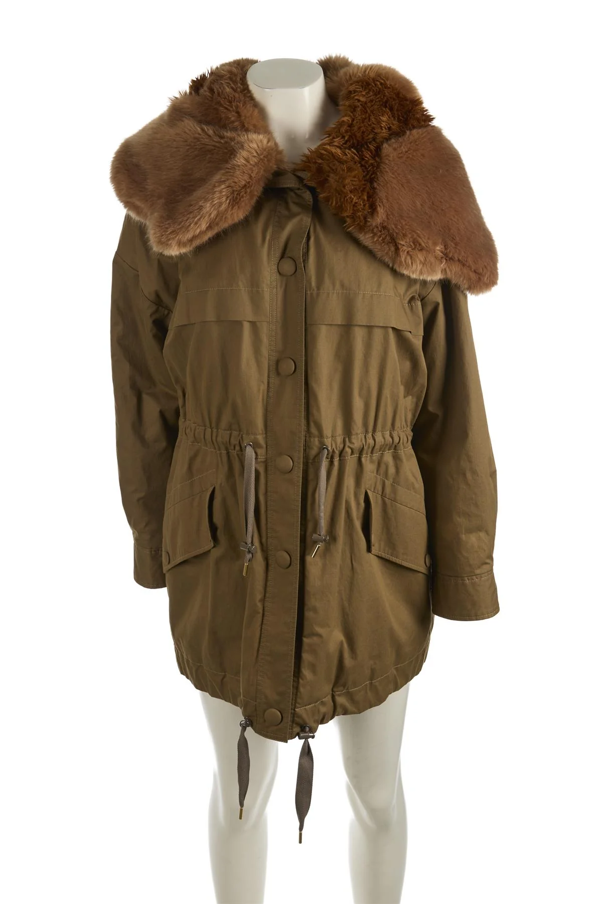 STELLA MCCARTNEY GREEN FAUX FUR AND COTTON COAT UK 10 - Image 2