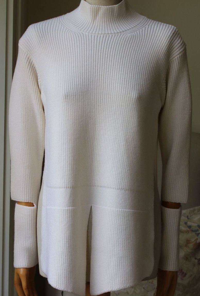 STELLA MCCARTNEY IVORY VENTED TURTLENECK SWEATER IT 38 UK 6 - Image 2