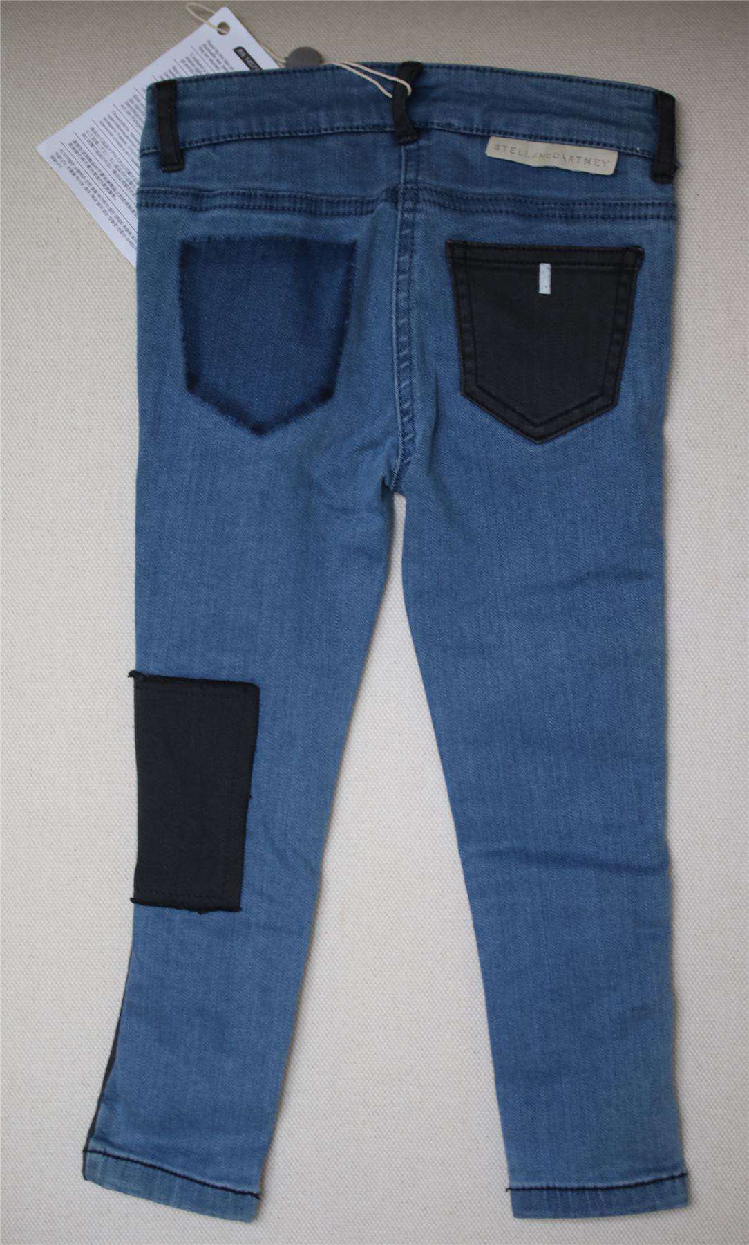 STELLA MCCARTNEY KIDS GIRLS BLUE & BLACK PATCH JEANS 4 YEARS - Image 2
