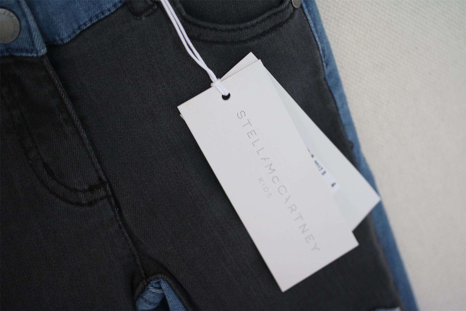 STELLA MCCARTNEY KIDS GIRLS BLUE & BLACK PATCH JEANS 4 YEARS - Image 3