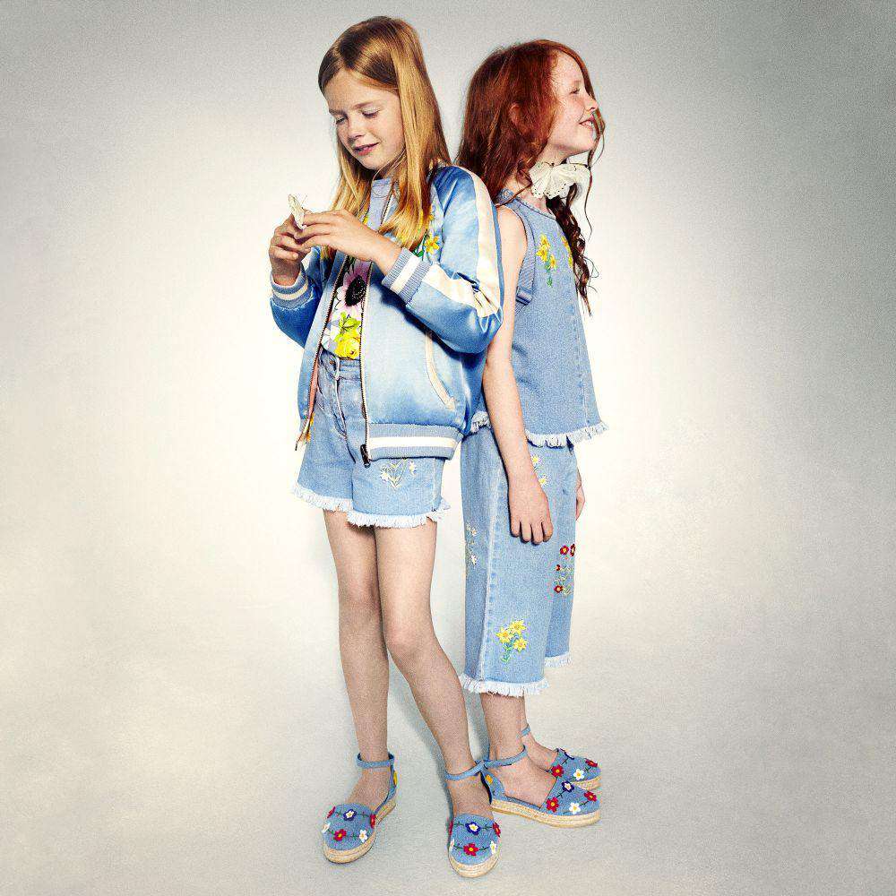 STELLA MCCARTNEY KIDS GIRLS BLUE DENIM EMBROIDERED VIOLETTA TOP 4 YEARS - Image 2