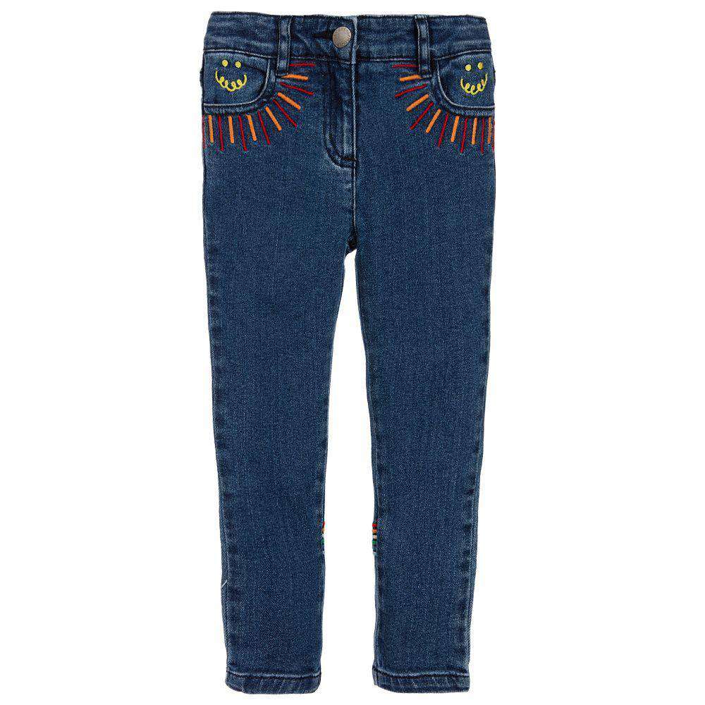 STELLA MCCARTNEY KIDS GIRLS BLUE DENIM RAINBOW SKINNY JEANS 4 YEARS - Image 2