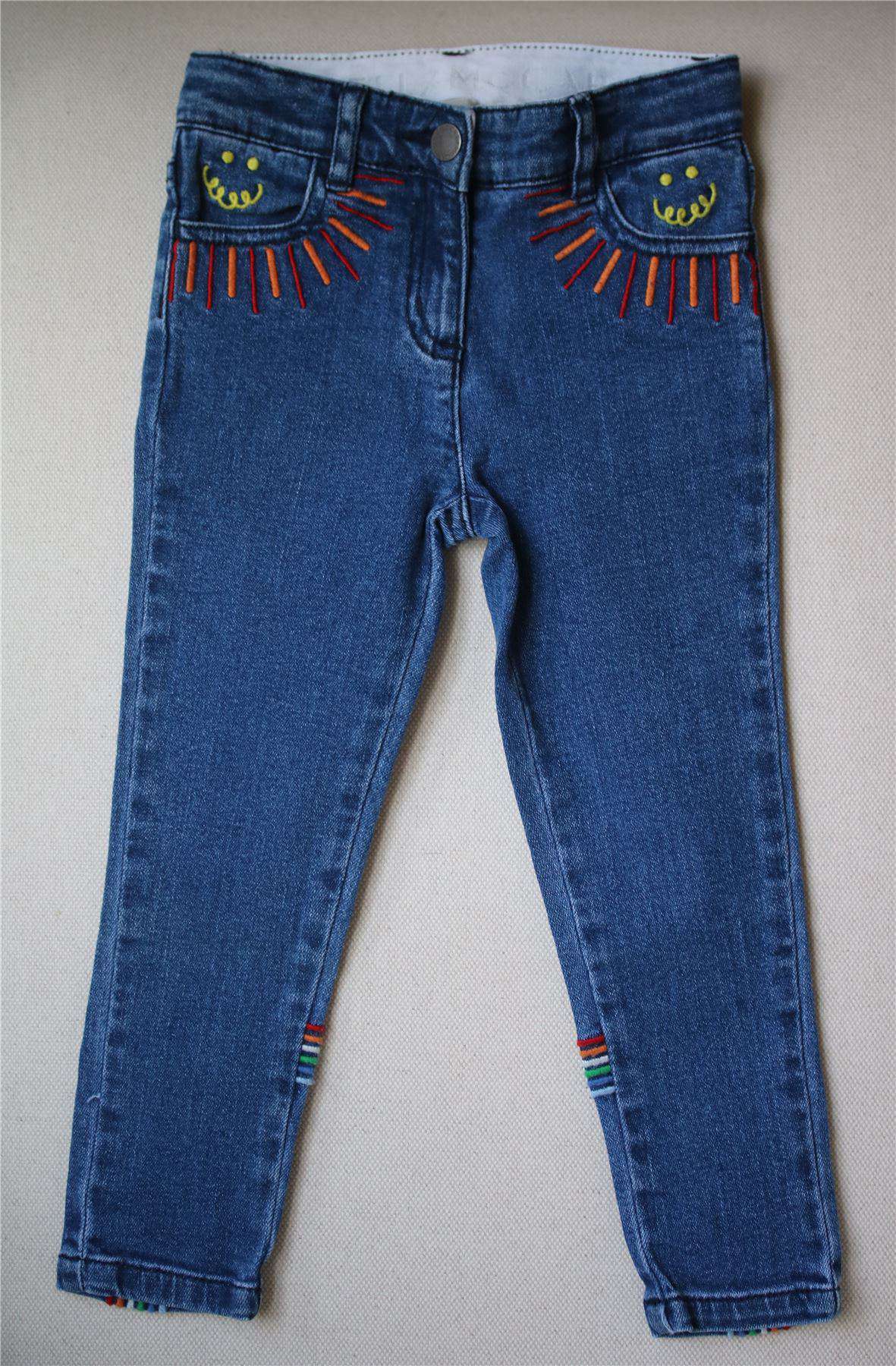STELLA MCCARTNEY KIDS GIRLS BLUE DENIM RAINBOW SKINNY JEANS 4 YEARS - Image 3