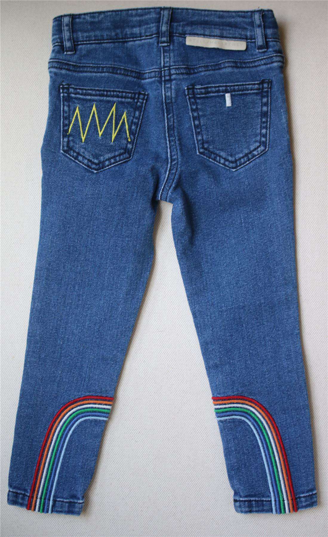 STELLA MCCARTNEY KIDS GIRLS BLUE DENIM RAINBOW SKINNY JEANS 4 YEARS - Image 4