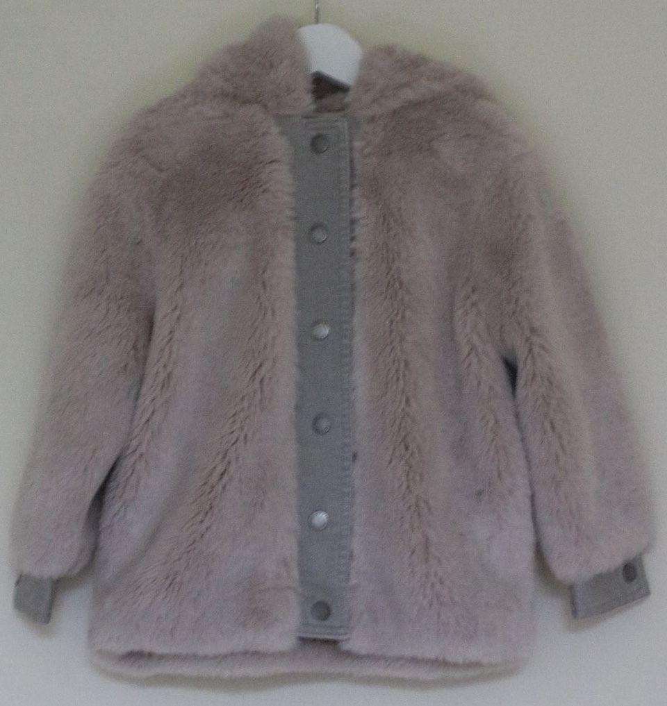 STELLA MCCARTNEY KIDS GIRLS GREY SYNTHETIC FUR TREASURE HOODED COAT 4 YEARS - Image 7