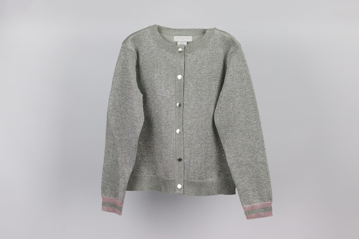 STELLA MCCARTNEY KIDS GIRLS METALLIC KNITTED CARDIGAN 8 YEARS - Image 2