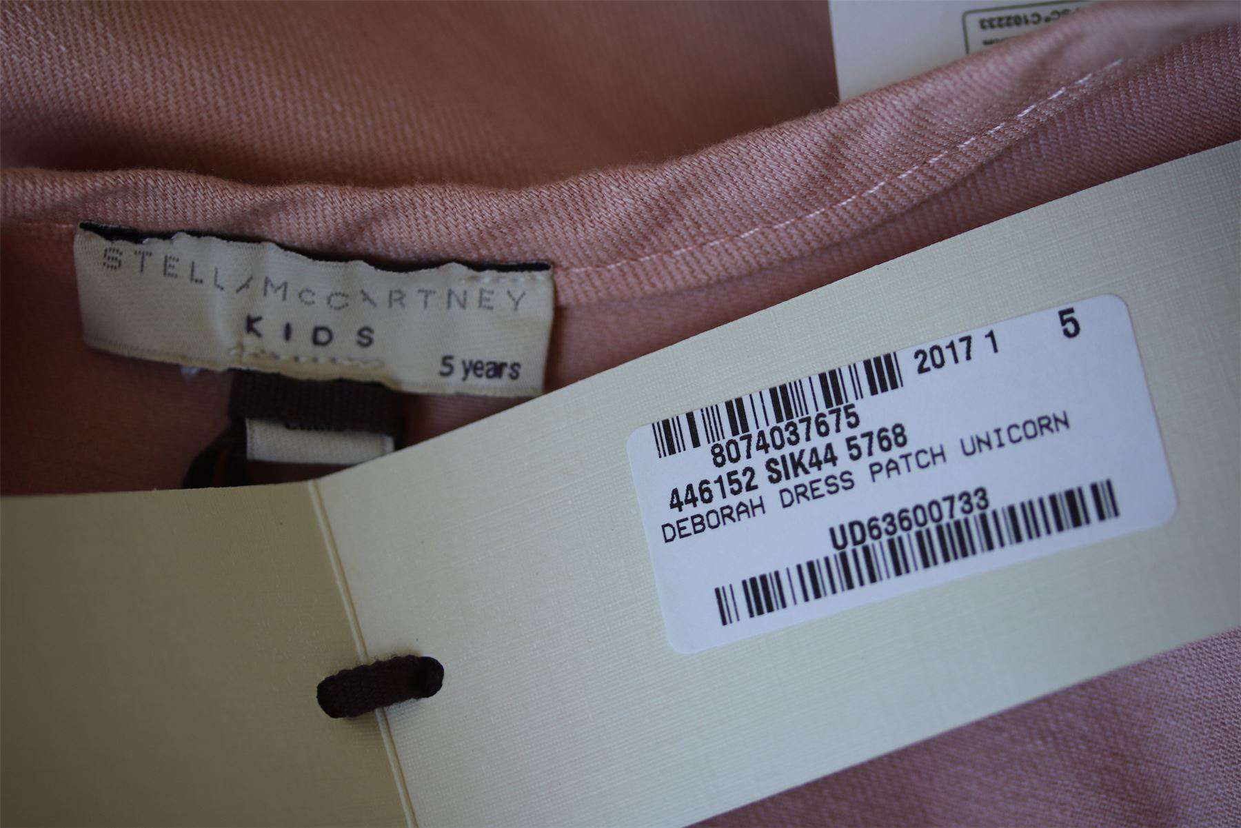STELLA MCCARTNEY KIDS GIRLS PINK UNICORN DENIM DRESS 5 YEARS - Image 4