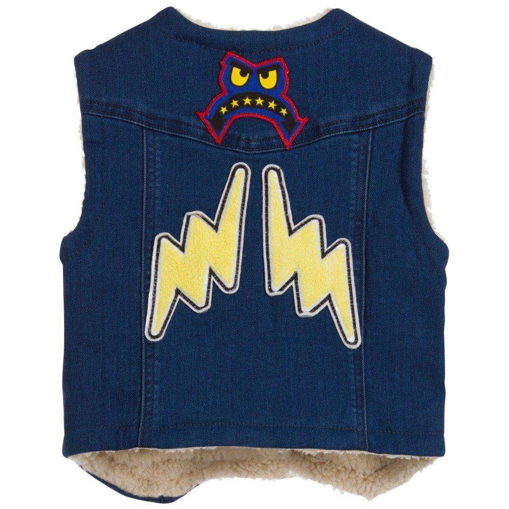 STELLA MCCARTNEY KIDS GIRLS ROYCE COTTON DENIM ROYCE WAISTCOAT 4 YEARS - Image 3
