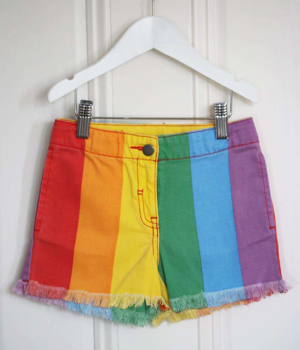 STELLA MCCARTNEY KIDS GIRLS STRIPED DENIM SHORTS 6 YEARS - Image 2