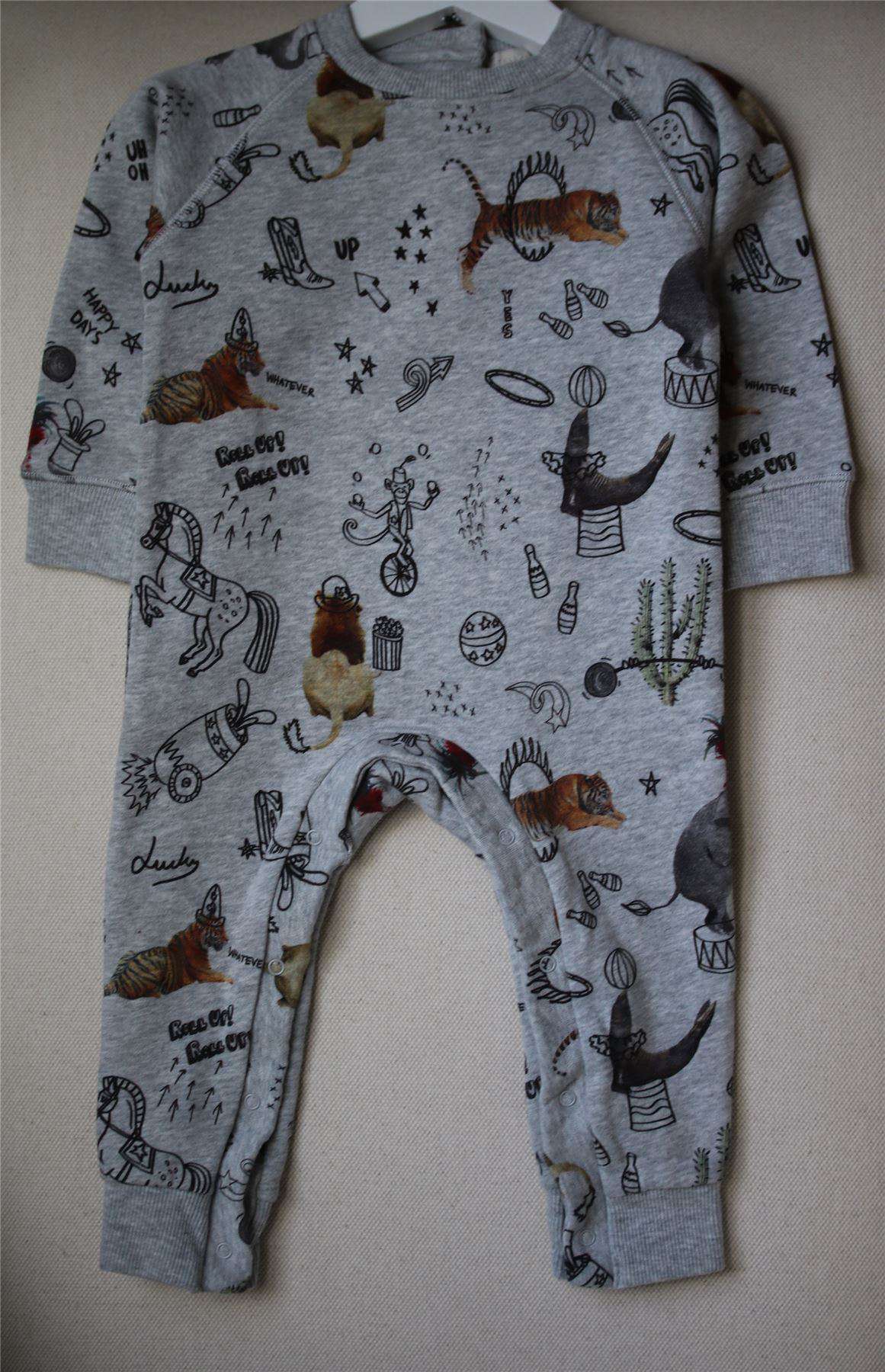 STELLA MCCARTNEY KIDS GREY ORGANIC COTTON CIRCUS PRINT BABYGROW 18 MONTHS - Image 2