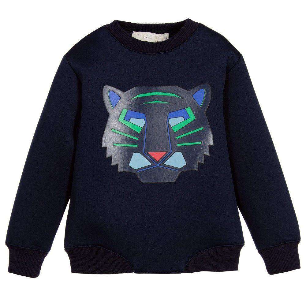 STELLA MCCARTNEY KIDS NAVY BLUE NEOPRENE REEVE TIGER SWEATER 18 MONTHS - Image 2
