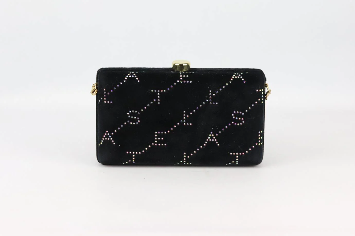 STELLA MCCARTNEY LOGO EMBELLISHED VELVET CLUTCH - Image 2