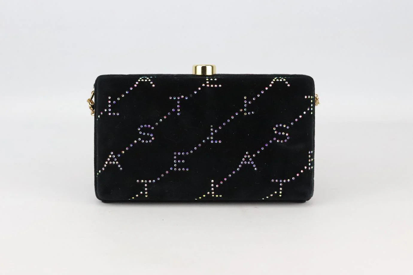 STELLA MCCARTNEY LOGO EMBELLISHED VELVET CLUTCH - Image 3