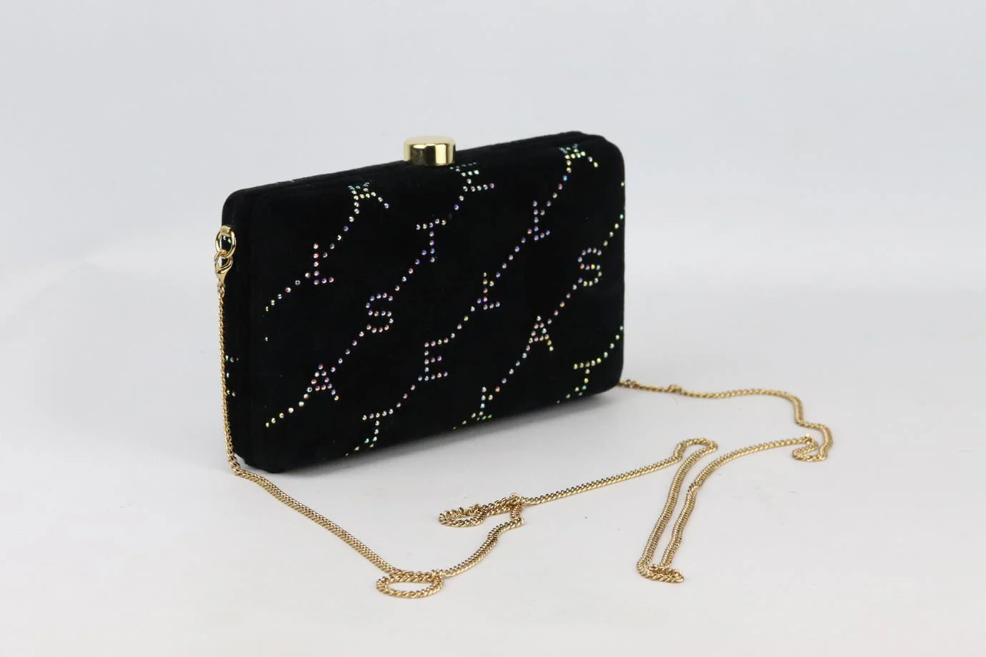 STELLA MCCARTNEY LOGO EMBELLISHED VELVET CLUTCH - Image 7