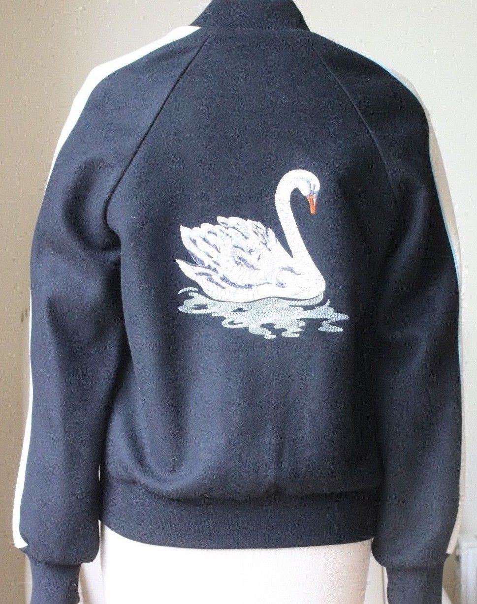 STELLA MCCARTNEY LORINDA SWAN-EMBROIDERED WOOL-BLEND BOMBER JACKET IT 36 UK 6 - Image 3
