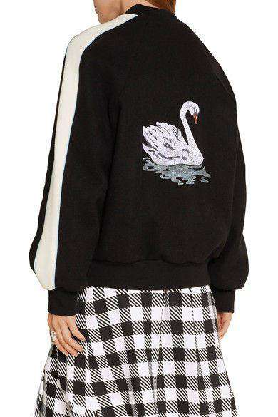 STELLA MCCARTNEY LORINDA SWAN-EMBROIDERED WOOL-BLEND BOMBER JACKET IT 36 UK 6 - Image 6