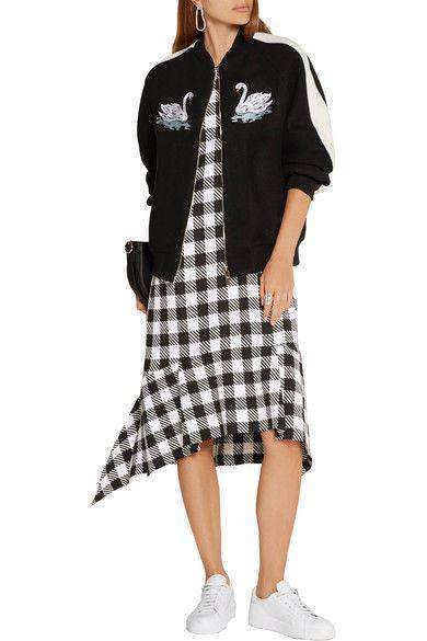 STELLA MCCARTNEY LORINDA SWAN-EMBROIDERED WOOL-BLEND BOMBER JACKET IT 36 UK 6 - Image 9