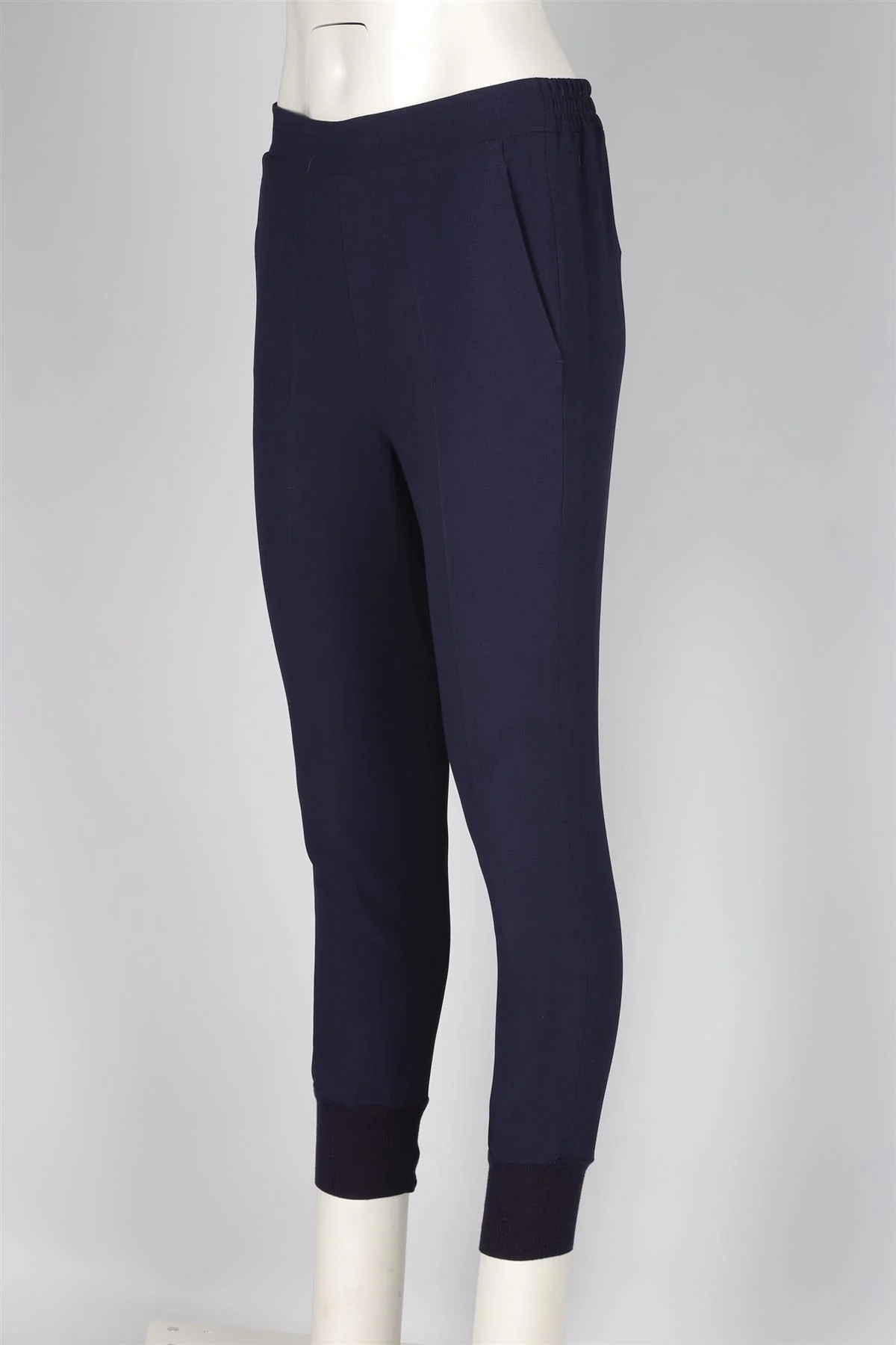 STELLA MCCARTNEY NAVY CREPE TAPERED PANTS IT 36 UK 4 - Image 3
