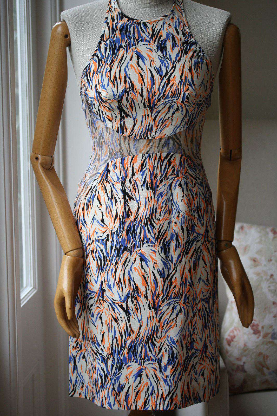 STELLA MCCARTNEY NEON ABSTRACT SILK DRESS IT 38 UK 6/8 - Image 6