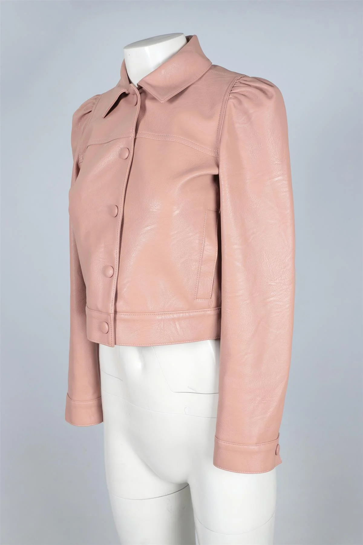 STELLA MCCARTNEY PINK FAUX LEATHER JACKET IT 38 UK 6 - Image 3