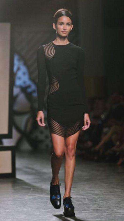 STELLA MCCARTNEY RIB WAVE MESH JERSEY CREPE DRESS IT 38 UK 6 - Image 6