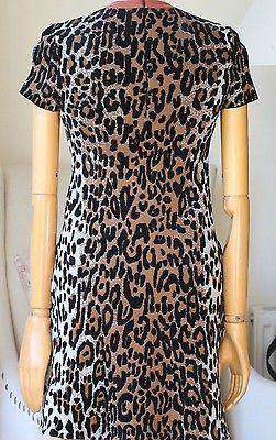 STELLA MCCARTNEY SHORT SLEEVE CHEETAH PRINT SHIFT DRESS IT 40 UK 8 - Image 7