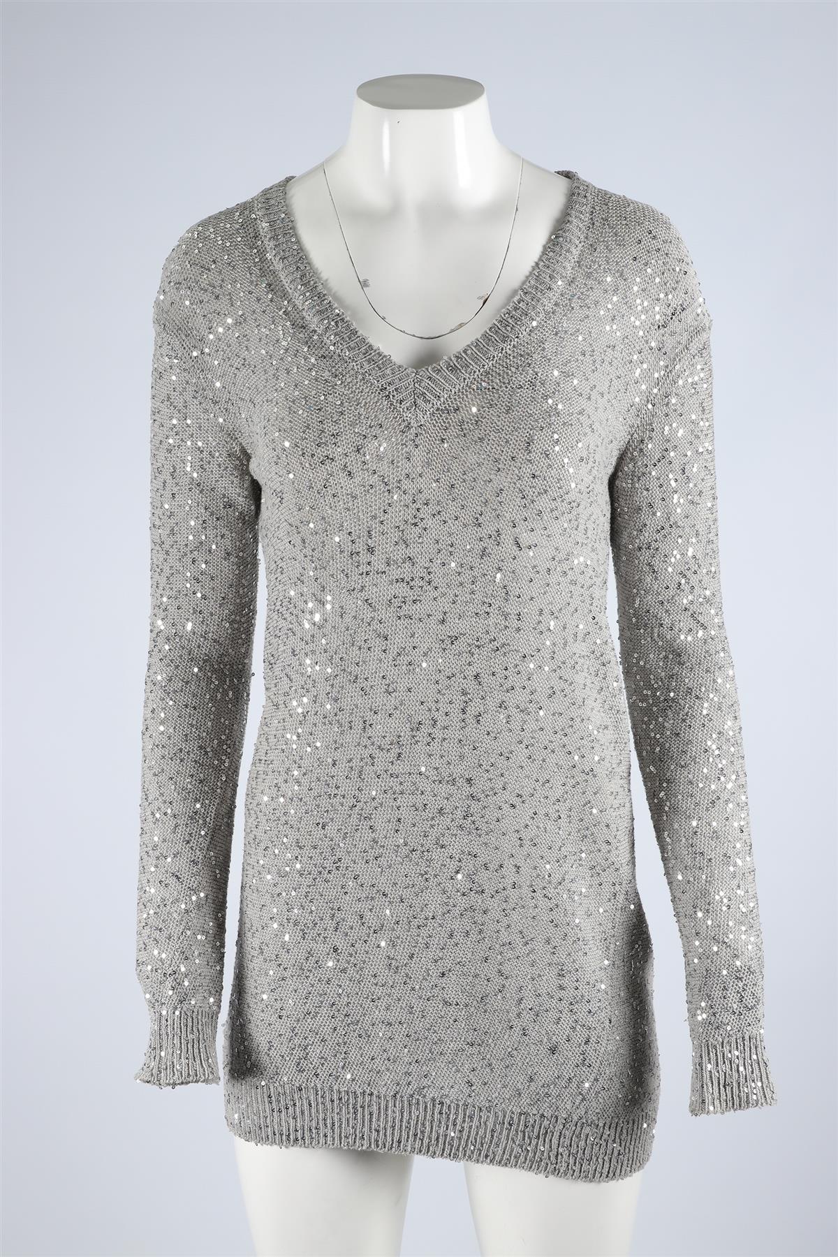 STELLA MCCARTNEY SILVER COTTON SWEATER IT 38 UK 6 - Image 2