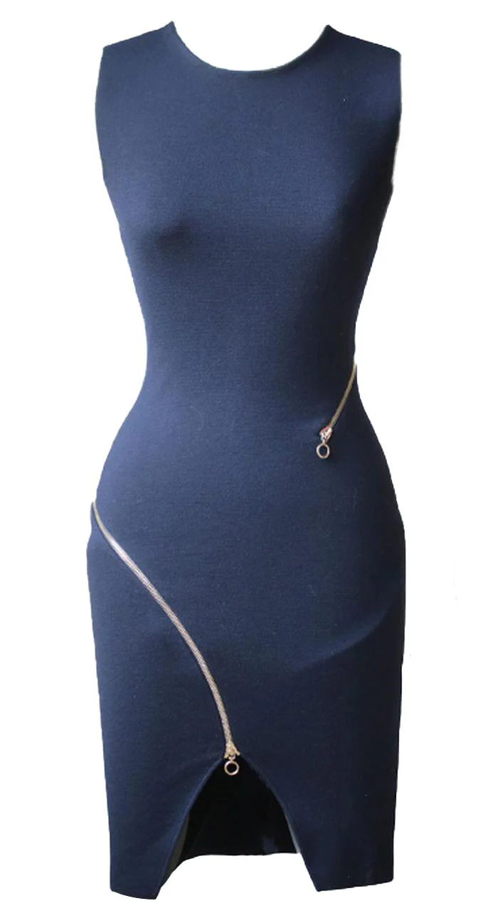 STELLA MCCARTNEY ZIP EMBELLISHED STRETCH WOOL BLEND MINI DRESS IT 38 UK 6