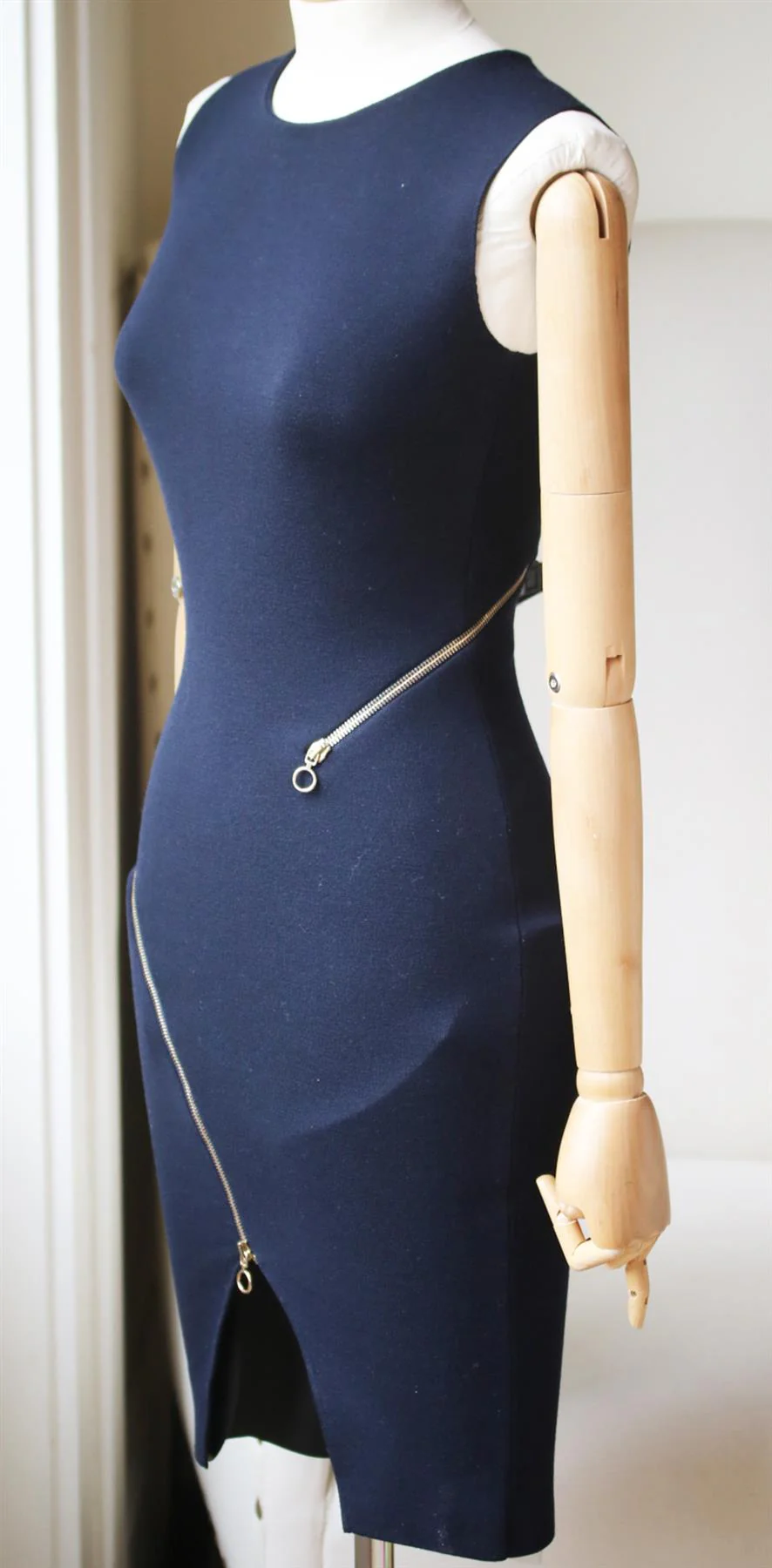 STELLA MCCARTNEY ZIP EMBELLISHED STRETCH WOOL BLEND MINI DRESS IT 38 UK 6 - Image 4