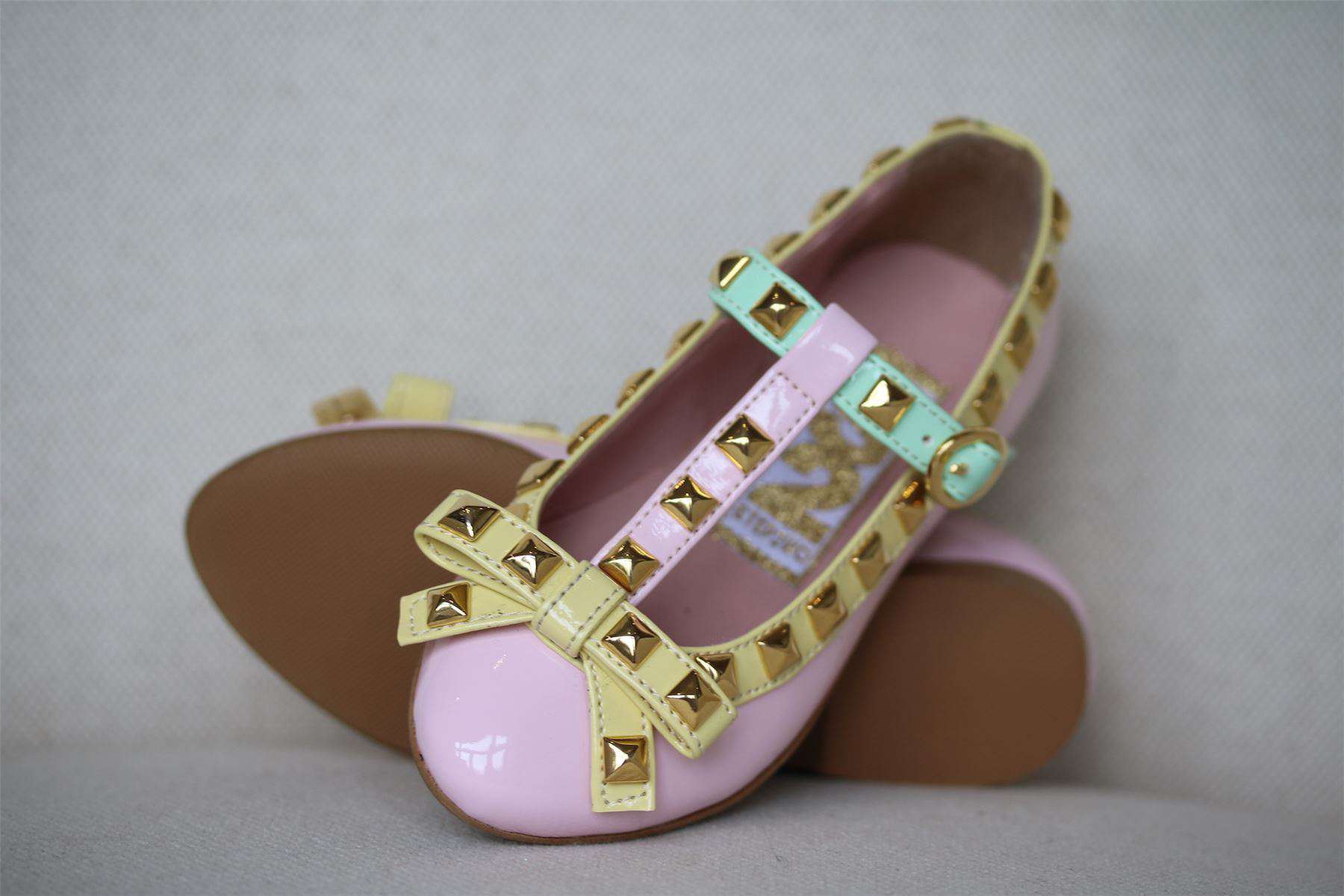 STEP2WO GIRLS PINK, YELLOW & GREEN T-BAR SHOES EU 24 UK 7 - Image 2