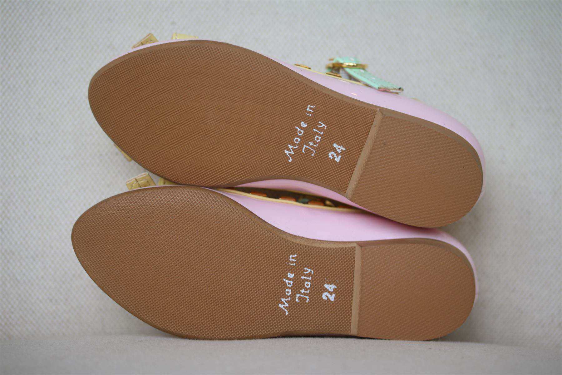 STEP2WO GIRLS PINK, YELLOW & GREEN T-BAR SHOES EU 24 UK 7 - Image 5