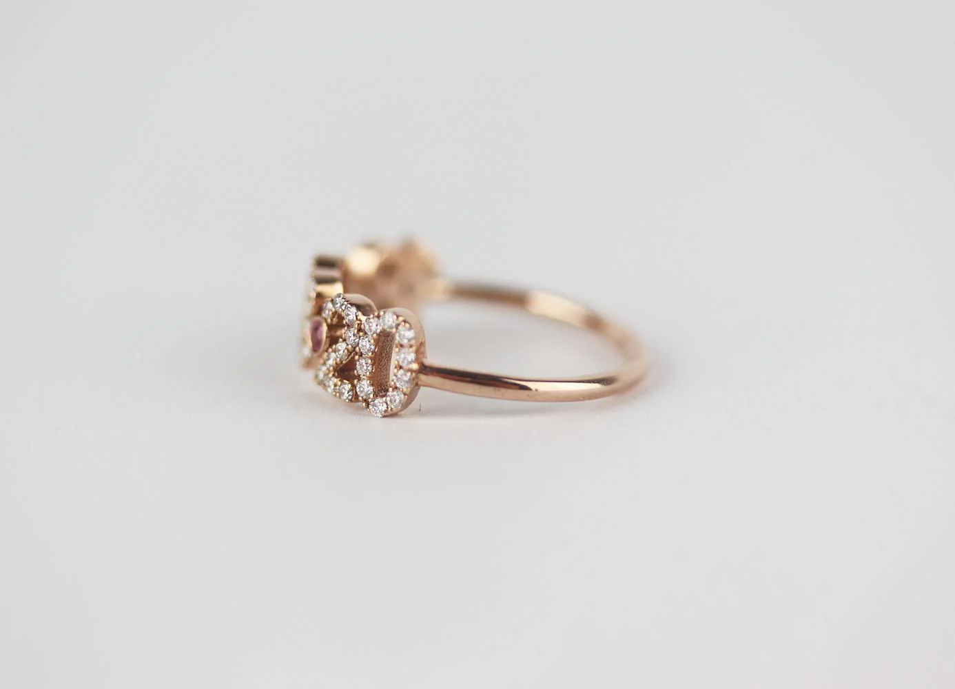STEPHANIE GOTTLIEB + NOUSH JEWELRY 14K ROSE GOLD PAVE DIAMOND DATE RING - Image 6