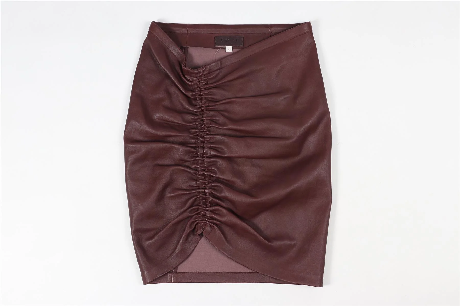 STOULS MAUVE LEATHER MINI SKIRT SMALL - Image 7