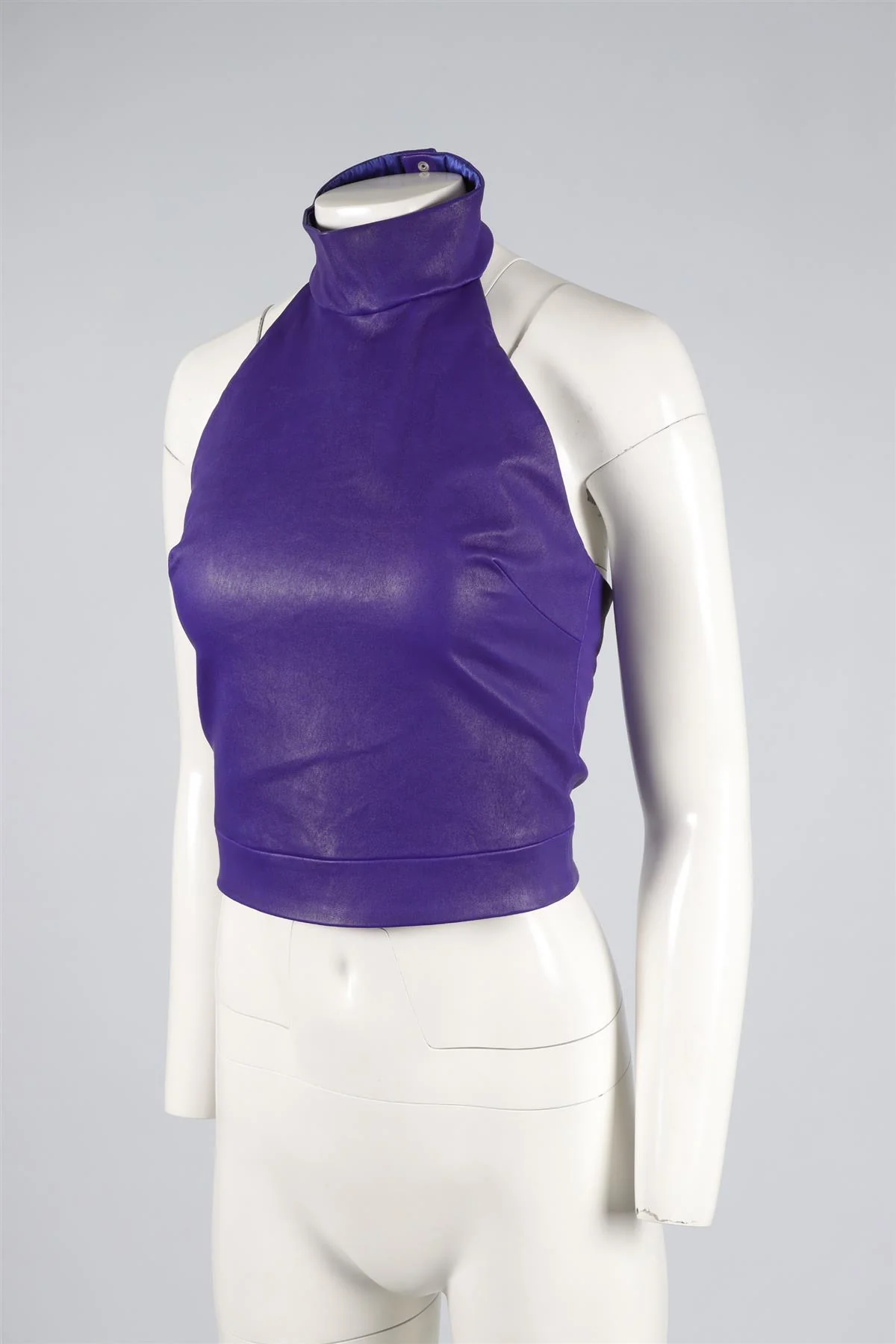 STOULS PURPLE CROPPED LEATHER TOP MEDIUM - Image 3