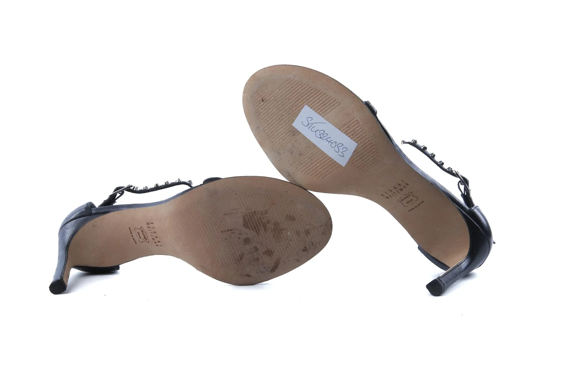 STUART WEITZMAN BLACK LEATHER SANDALS US 7.5 UK 4.5 EU 37.5 - Image 6