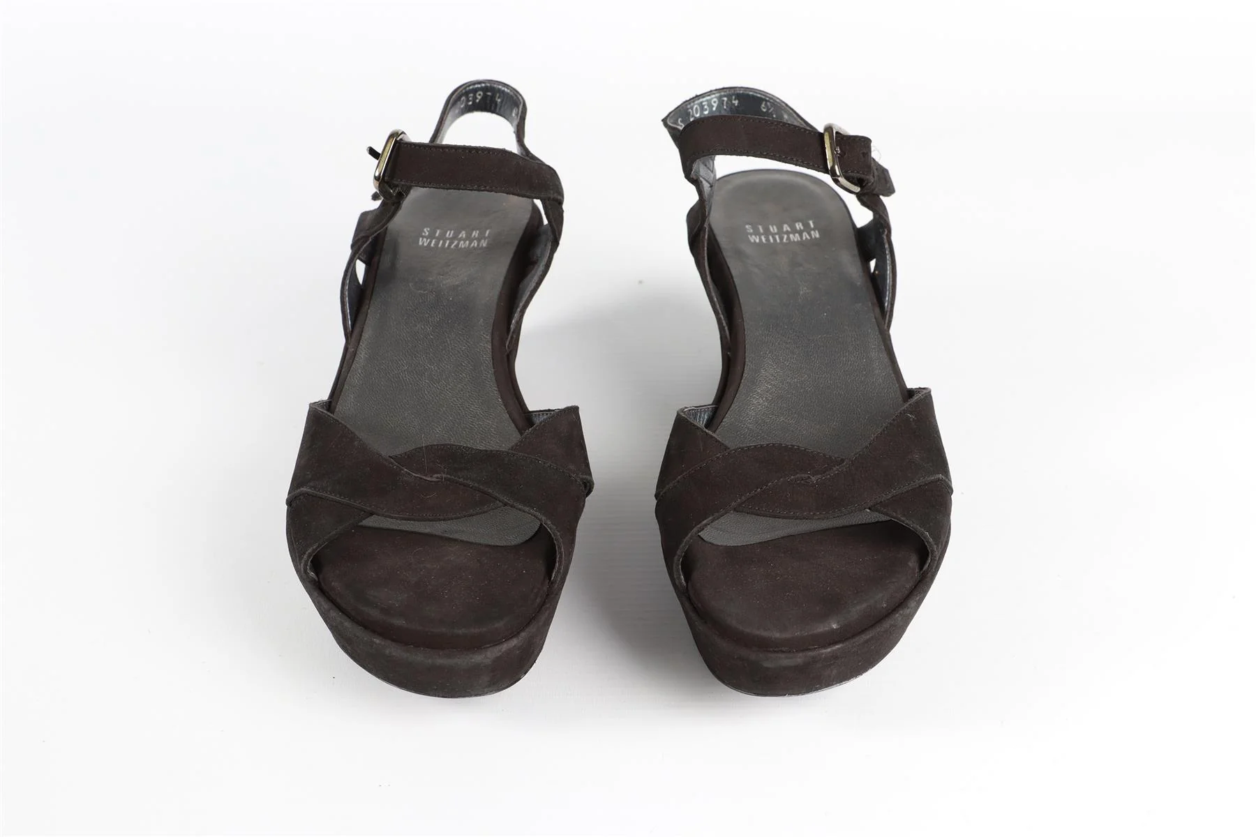 STUART WEITZMAN BLACK SUEDE WEDGE SANDALS - Image 3
