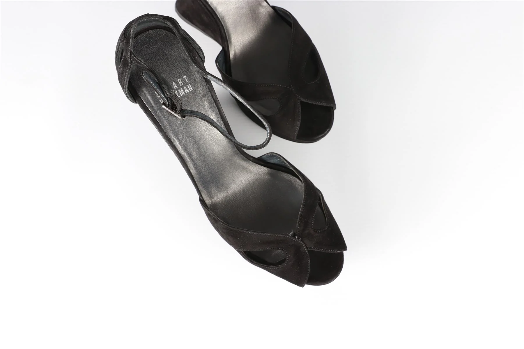 STUART WEITZMAN BLACK SUEDE WEDGE SANDALS EU 38 UK 5 US 8 - Image 4