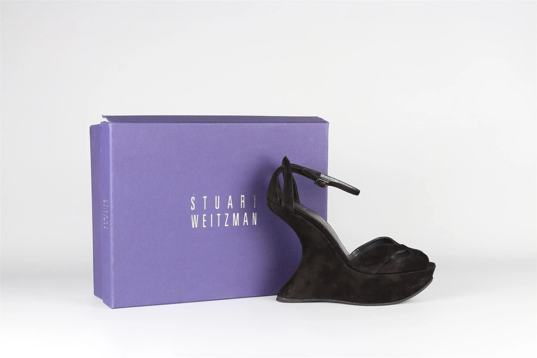 STUART WEITZMAN BLACK SUEDE WEDGE SANDALS EU 38 UK 5 US 8 - Image 7