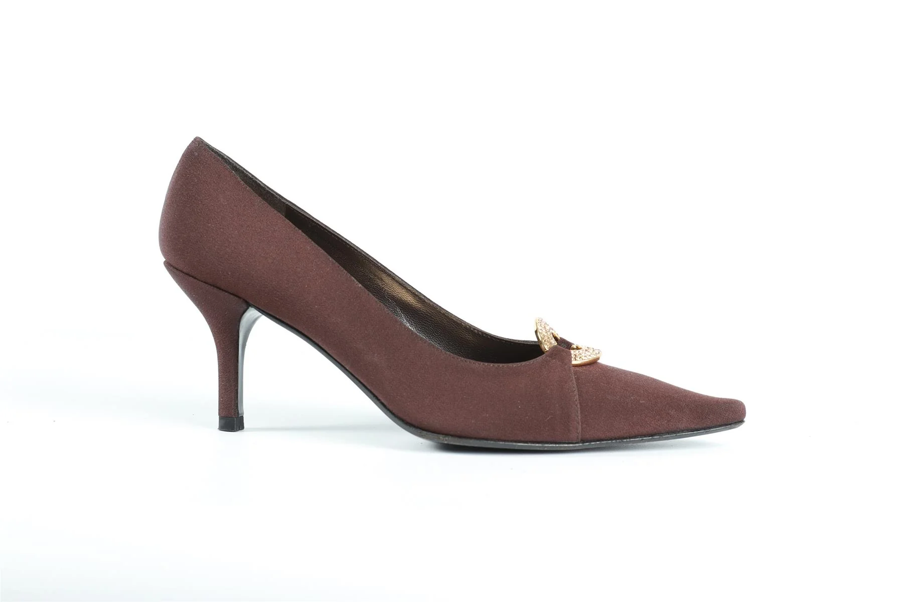 STUART WEITZMAN BROWN SATIN PUMPS - Image 2